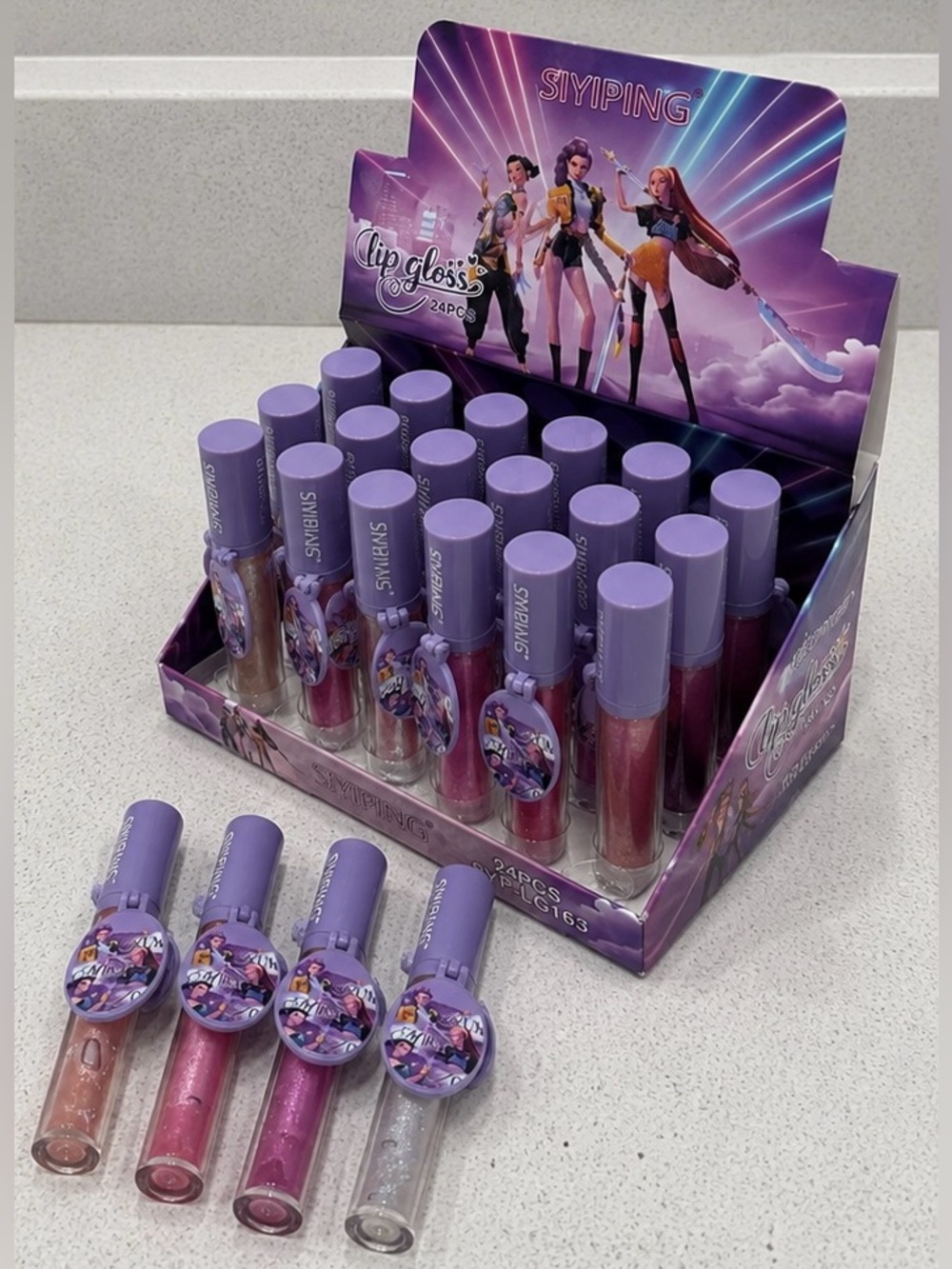 KPOP Demon Hunters Lip Gloss Set with Mirror 24 PCS Display Case | Sealed Case